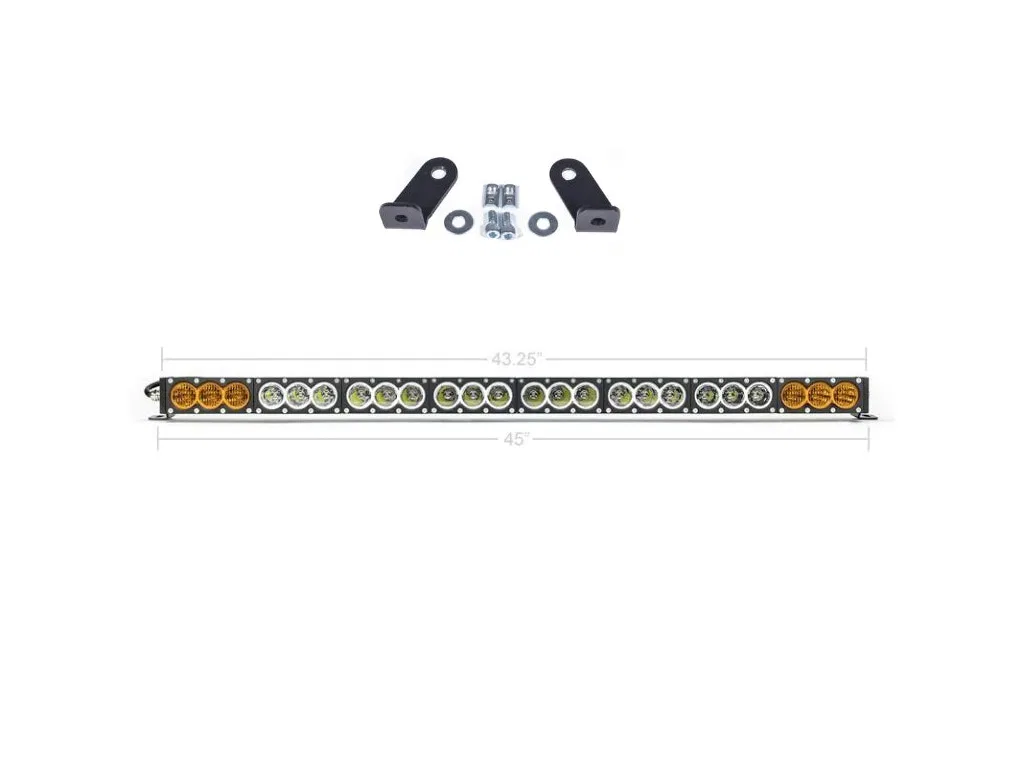 CR2711 – CALI RAISED Light Bar, 43 Inch Length Spot/ Combo Beam 24000 Lumens LED Clear Clear/ Amber Lens Black Alumin...